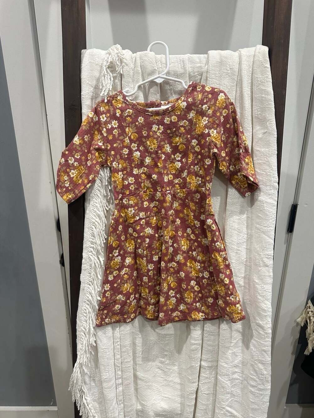 Little Lass Floral Dress Size 5 Red Yellow Flower Print